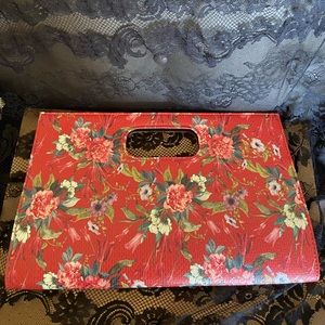 Red large Floral Clutch